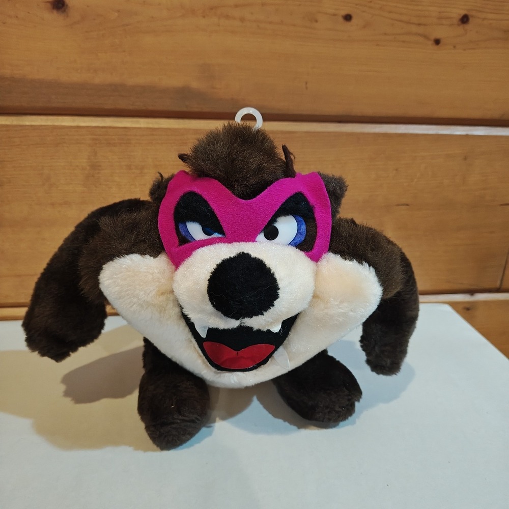 1992 Warner Bros Taz Tasmanian Devil Superhero Cape Plush Looney Stuffed Vintage